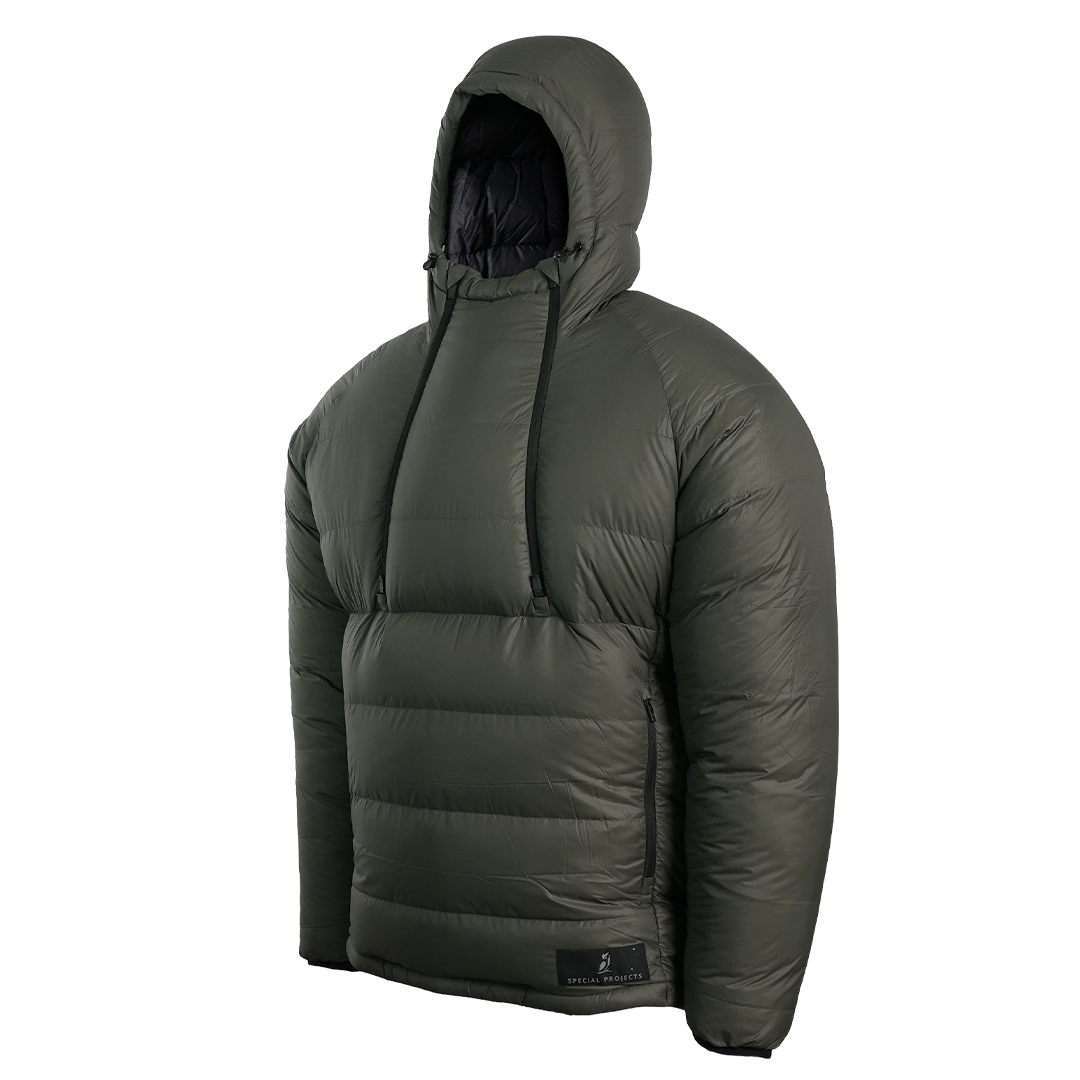 A down anorak jacket shown from a three-quarter angle against a plain white background.
