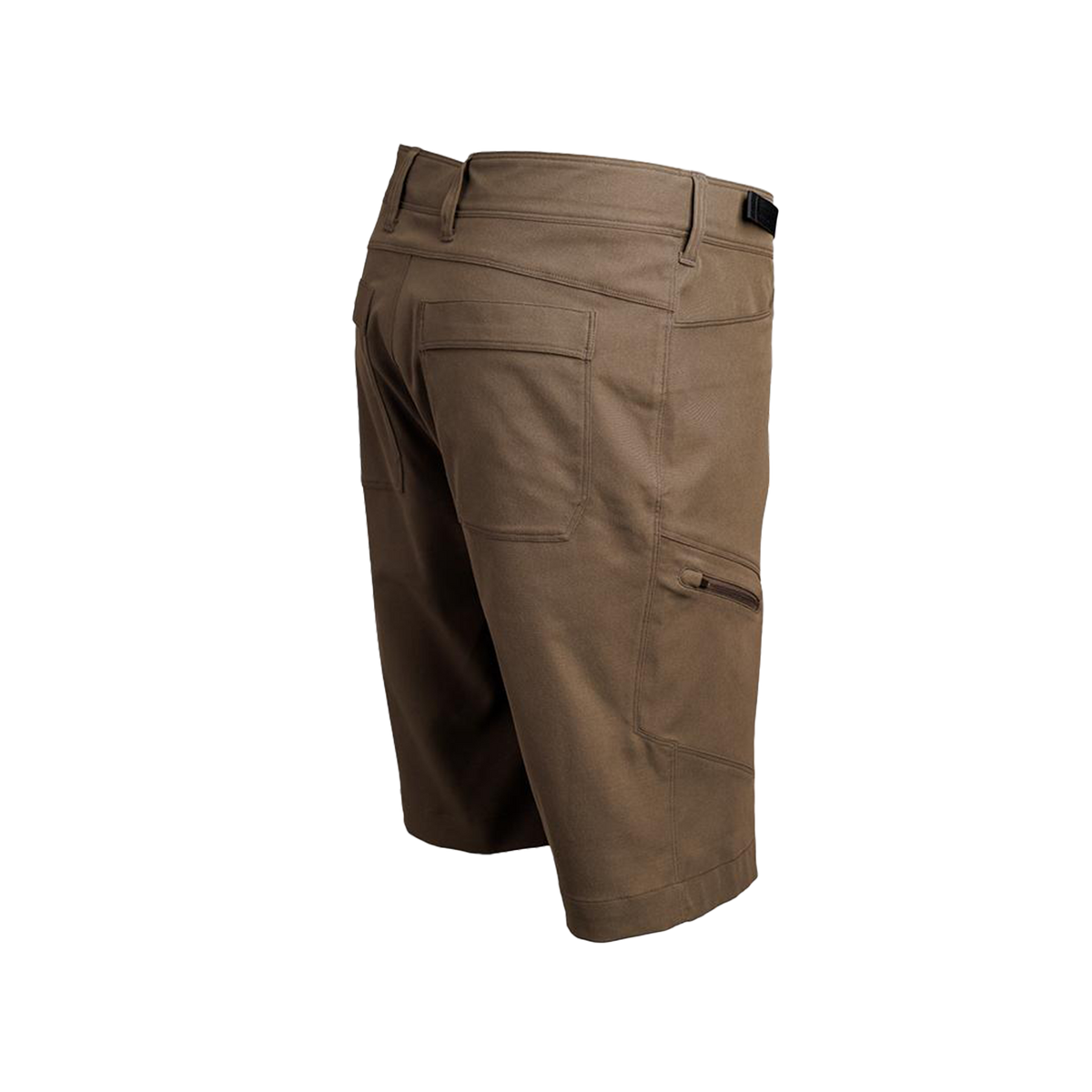 Angled rear view of men's backpacking shorts