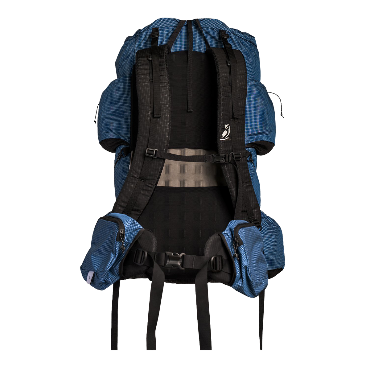 Back view of the Shadowlight Ultralight Backpack in blue with ergonomic straps
