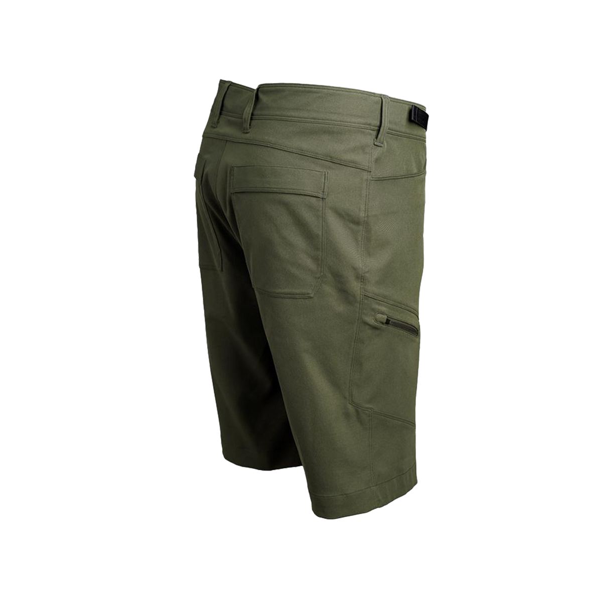 Angled rear view of men's backpacking shorts